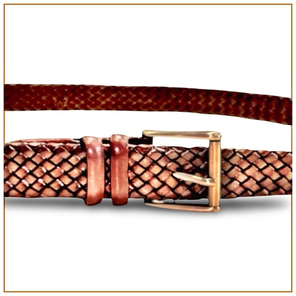 Canali Men’s Tubular Braided Leather Belt. Mud. 51” - Picture 5 of 13